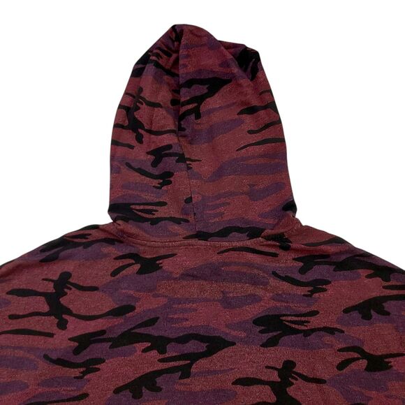 Sundry Hoodie Womens XS Oversized Plum Camo Stretch Slouchy  Boyfriend - Picture 7 of 11